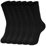 Loritta Mens Cushion Crew Socks Solid Casual Black Cotton Socks Athletic Dress Socks for Men 6-Pack