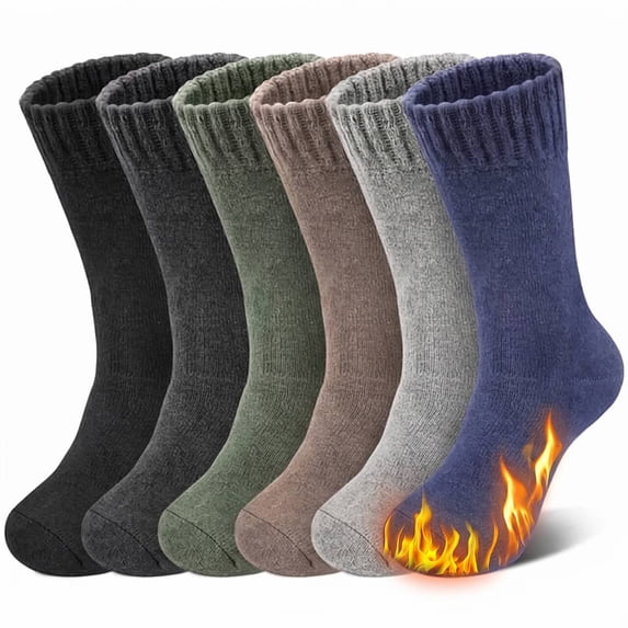 Loritta 6 Pairs Mens Wool Socks , Warm Cozy Boot Winter Thermal Socks for Men, Size 6-12