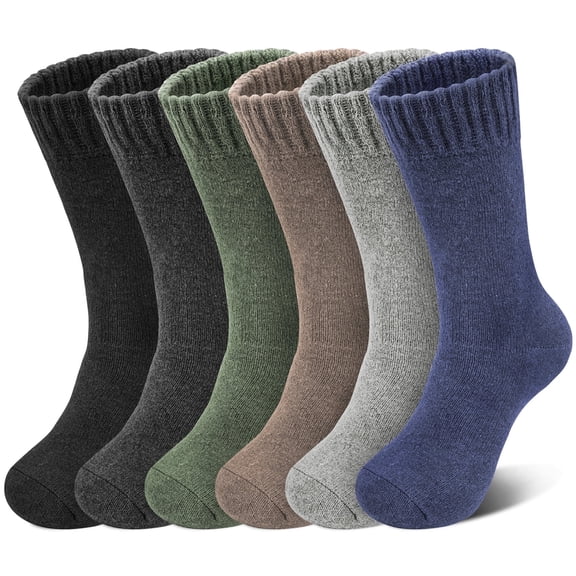 Loritta 6 Pairs Mens Wool Socks , Warm Cozy Boot Winter Thermal Socks for Men/Women, Size 6-12