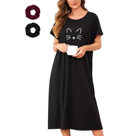 Loritta Nightgowns for Women Sleepwear Short Sleeve Sleepshirt Casual MooMoo Nightdress S-2XL