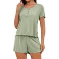 thumbnail image 1 of Loritta Womens Pajamas Knit Short Sleeve lounge sets 2 piece For Women Summer Green, 1 of 7