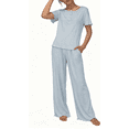 thumbnail image 1 of Loritta Womens Pajamas Knit Long Pants Lounge Sets 2 Piece For Women Fall Blue, 1 of 6