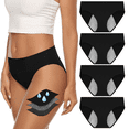 thumbnail image 1 of Loritta Women's Period Panties, 4-Pack Breathable Cotton Super Leak Proof Postpartum Underwear, Size XS-3XL, 1 of 9