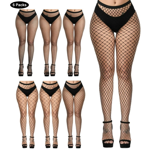 Loritta Plus Size Fishnet Tights, Pantyhose for Women Fishnet Stockings Thigh High Stockings 6 Packs