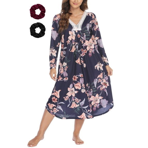 Loritta Plus Size Nightgowns for Women House Dress Long Sleeve Loungewear Moomoo Nightgowns Sleepwear, XL-5XL