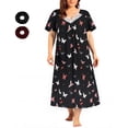 thumbnail image 1 of Loritta Plus Size Nightgowns for Women Short Sleeve Floral V-Neck Womens Summer Sleep Shirts with Headrope, XL-5XL, 1 of 8