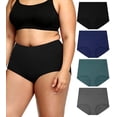 thumbnail image 1 of Loritta 4-Pack Plus Size High Waisted Underwear, Soft Cotton Stretch Panties, Full Coverage No Roll Down Briefs , XL-5XL, 1 of 6
