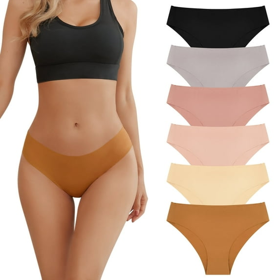 Loritta Seamless Underwear for Women No Show Bikini Panties Stretch Silky Invisible Hipster 6 Pack