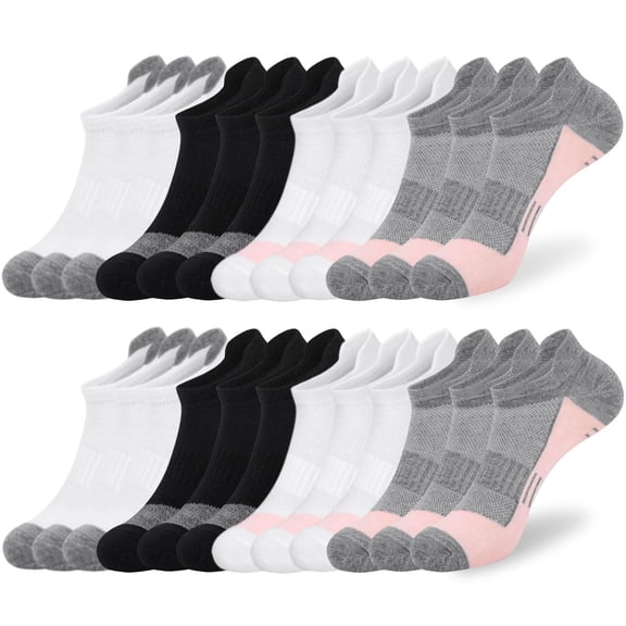 Loritta Secret 12 Pairs Women Socks Ankle Low Cut Athletic Lightweight Comfort Soft Running Socks for Woman,Size 6-8
