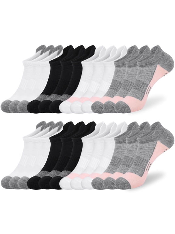 12 Pairs Women Socks Ankle Low Cut Athletic Lightweight Comfort Soft Running Socks for Woman,Size 9-11