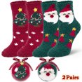 thumbnail image 1 of Loritta Secret 2 Pairs Women Fuzzy Socks, Christmas Cozy Fluffy Warm Winter Comfy Gift Socks for Women with Transparent Ball, 1 of 9
