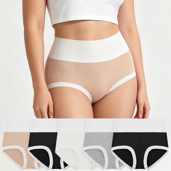 Loritta Secret 5-Pack High Waist Seamless Panties , Soft Breathable Full Coverage Womens Underwear S-2XL