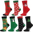 thumbnail image 1 of Loritta Secret Womens Crew Socks,7 Pairs Cotton Funny Casual Soft Dress Christmas Pattern Socks for Women Ladies Size 9-11, 1 of 7