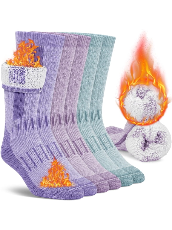 Merino Wool Socks for Women, 3 Pairs Thermal Winter Hiking Warm Thick Boot Socks