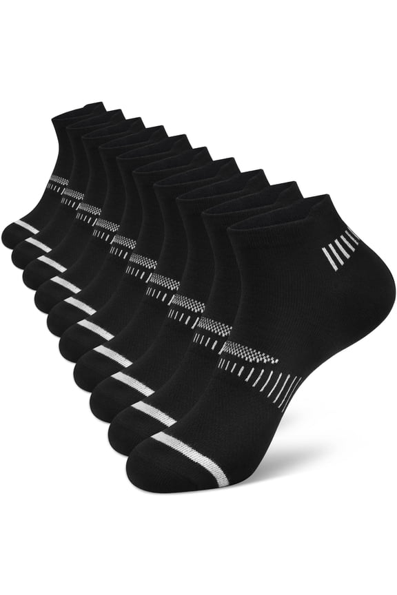 Womens Ankle Socks Athletic Running Low Cut Socks for Women Black, 10 Pack