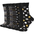 thumbnail image 1 of Loritta Secret Womens Crew Socks, 7 Pairs Cotton Black Funny Casual Soft Dress Socks for Women Ladies Size 9-11, 1 of 9