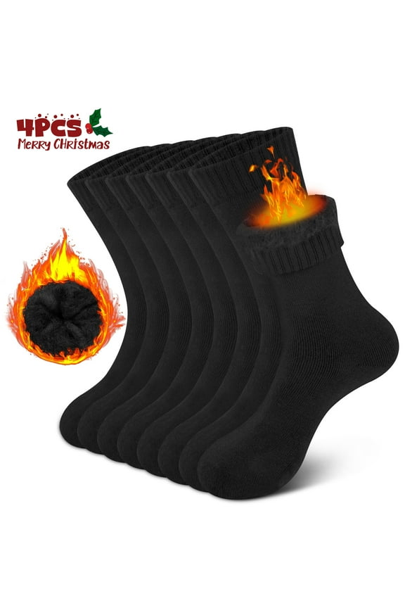 Thermal Socks for Men, Thick Warm Winter Heated Socks Mens Womens for Cold Weather, 4 Pairs