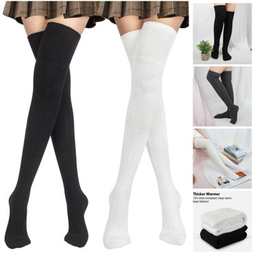 Women’s Thigh High Socks – Extra Long Cotton Knit Boot Socks, Opaque Thermal Leg Warmers, 1 Pair