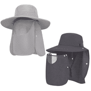 Loritta 2 Packs Sun Hats for Men Wide Brim UPF 50+ UV Protection Mens Bucket Hat Summer Beach Fishing Hat with Neck Flap for Fishing Hiking Camping
