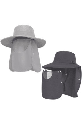 2 Packs Sun Hats for Men Wide Brim UPF 50+ UV Protection Mens Bucket Hat Summer Beach Fishing Hat with Neck Flap for Fishing Hiking Camping