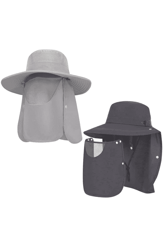 2 Packs Sun Hats for Men Wide Brim UPF 50+ UV Protection Mens Bucket Hat Summer Beach Fishing Hat with Neck Flap for Fishing Hiking Camping