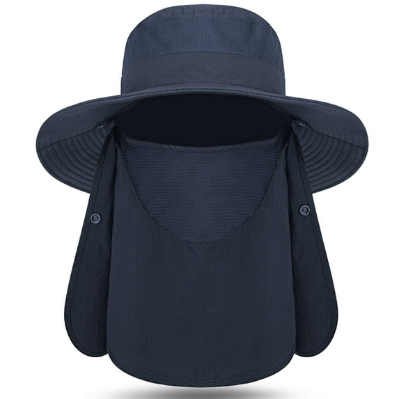 Loritta Wide Brim Sun Hat for Men/Women Fishing Hats UPF50+ Multifunction Sun Protection Visor Navy Blue