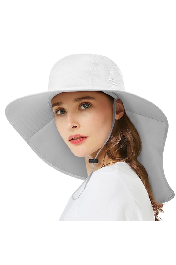 Sun Hat for Women, Wide Brim Beach Hats for Women, Summer Hat Womens UPF 50+ UV Protection, Floppy Foldable Fishing Hats Light Gray