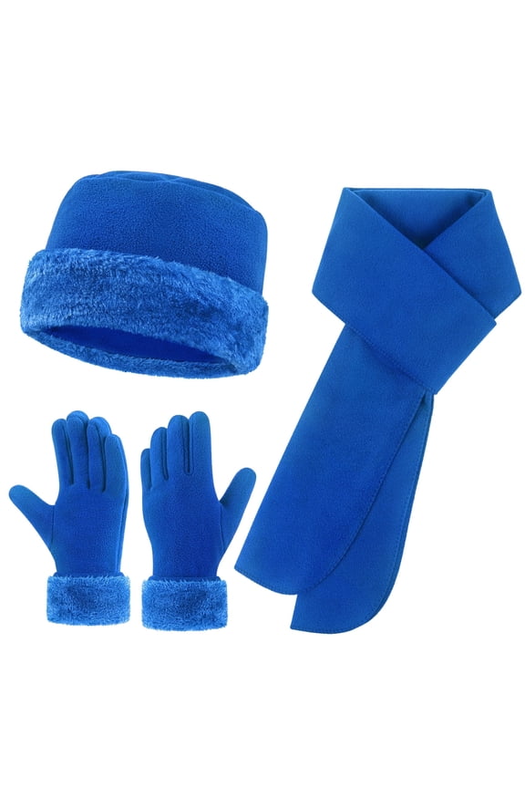 winter hats for women Long Classic Scarf Warmer Gloves Set Winter Accessories for Women Gemstone Blue
