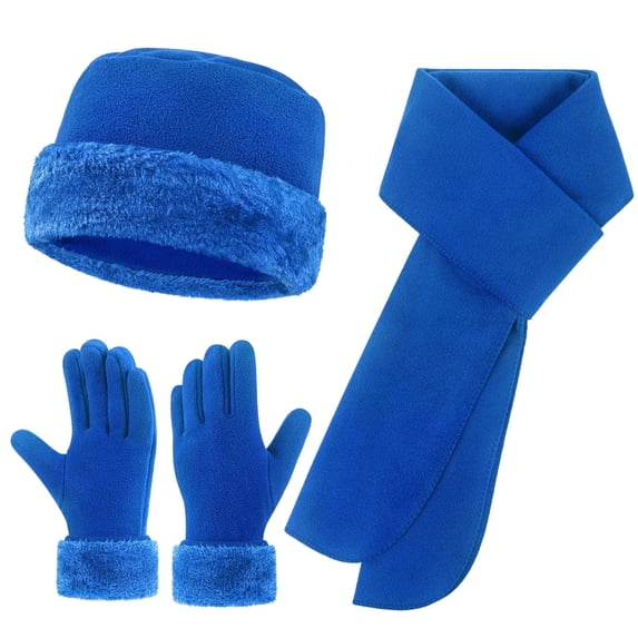 Loritta winter hats for women Long Classic Scarf Warmer Gloves Set Winter Accessories for Women Gemstone Blue