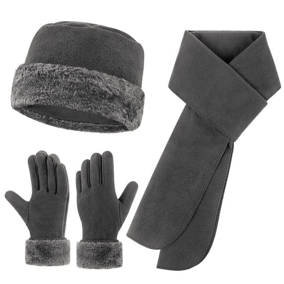 Loritta winter hats for women Long Scarf Warmer Gloves Set Winter Accessories for Women Gray