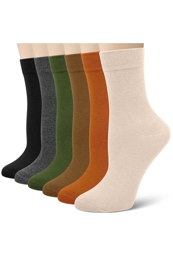 Crew Socks for Women Casual Dress Socks 6 Pairs Soft Athletic Woman Socks, Size 9-11