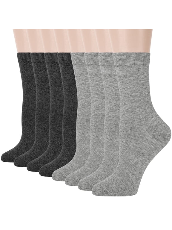 Women Crew Socks, Soft Cotton Dress Socks Pack Athletic Socks for Women, Size 9-11, 8 Pairs