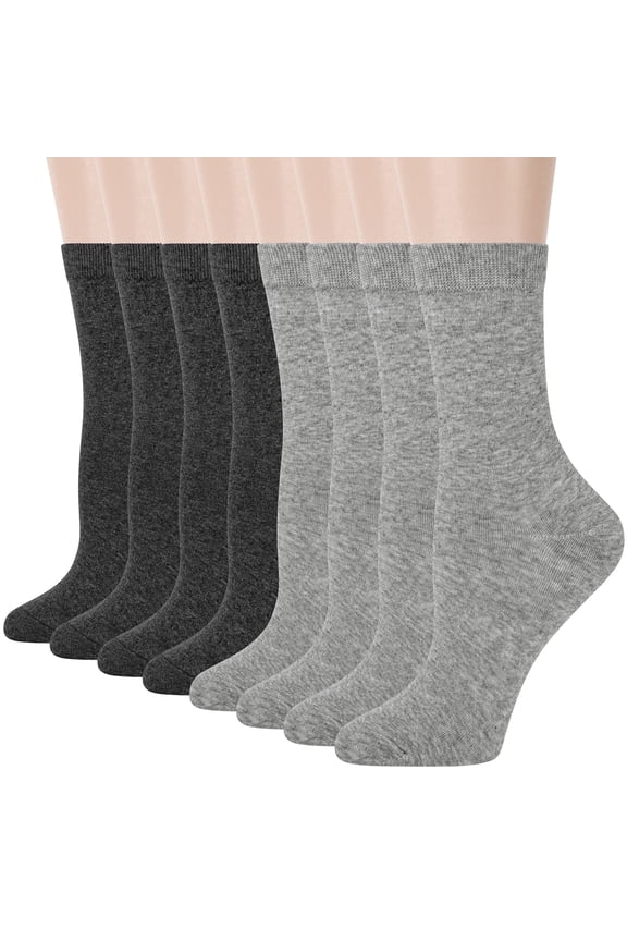 Women Crew Socks, Soft Cotton Dress Socks Pack Athletic Socks for Women, Size 9-11, 8 Pairs