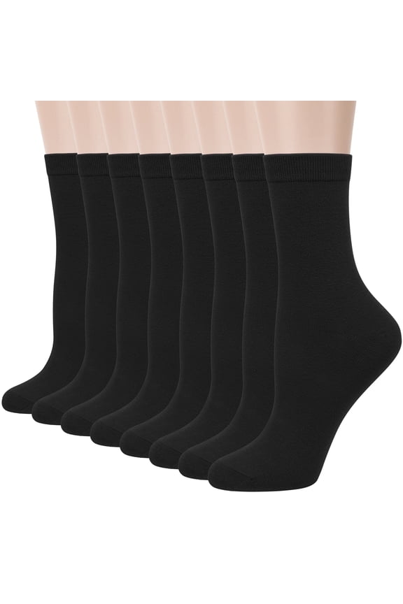 Women Crew Socks, Soft Cotton Dress Socks Pack Athletic Socks for Women Black, Size 9-11, 8 Pairs