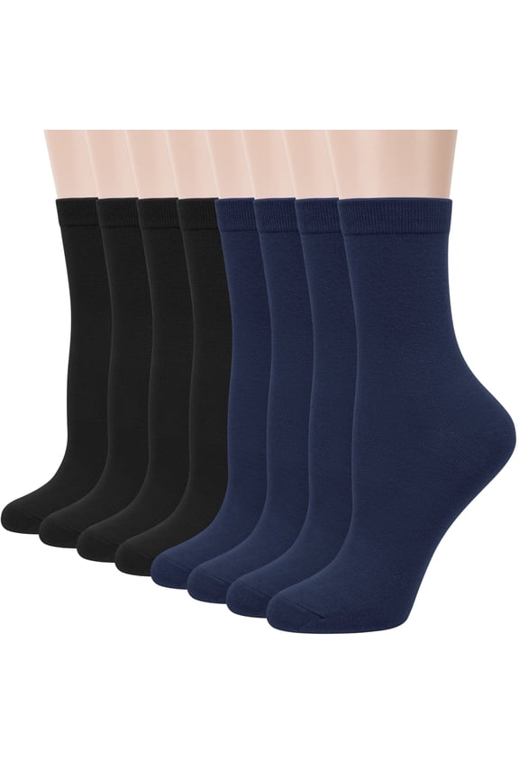 Women Crew Socks, Soft Cotton Dress Socks Pack Athletic Socks for Women, Size 9-11, 8 Pairs