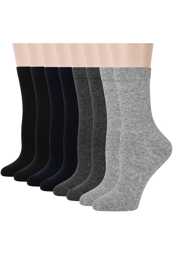 Women Crew Socks, Soft Cotton Dress Socks Pack Athletic Socks for Women, Size 9-11, 8 Pairs