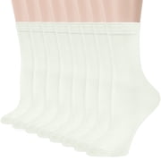Loritta Women Crew Socks, Soft Cotton Dress Socks Pack Athletic Socks for Women White, Size 9-11, 8 Pairs