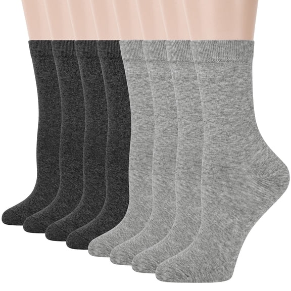 Loritta Women Crew Socks, Soft Cotton Dress Socks Pack Athletic Socks for Women, Size 9-11, 8 Pairs