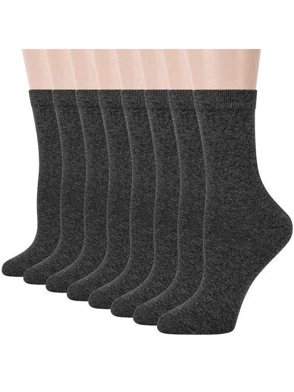 Women Crew Socks, Soft Cotton Dress Socks Pack Athletic Socks for Women, Size 9-11, 8 Pairs