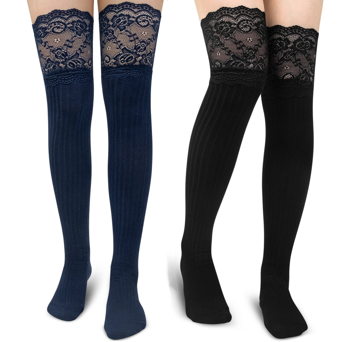 Loritta Women Thigh High Socks Long over the Knee Cotton Knit Socks Leg