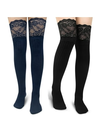 Spencer Women Thigh High Socks Over the Knee Leg Warmer Tall Long Boot Knit  Stocking Girls Leggings Black