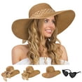 thumbnail image 1 of Loritta Women Wide Brim Sun Hats Floppy UPF 50+ Straw Hat with Heart Shape Glasses, 1 of 6