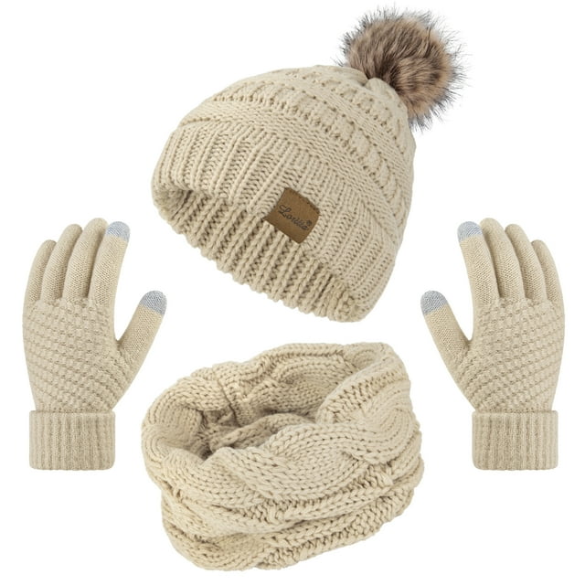Loritta Women Winter Hat and Gloves Sets , Beanies Hats Knit Neck
