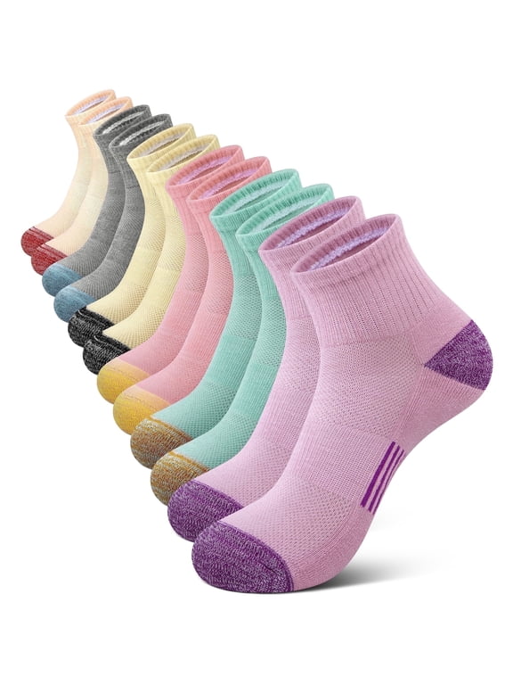 Womens Ankle Socks, Athletic Running Sports Cushioned Breathable Socks 6 Pairs, Size 6-8