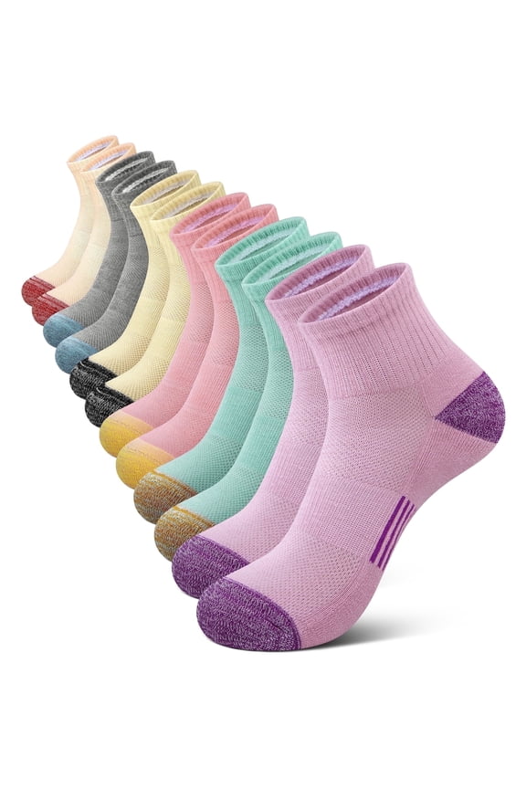 Womens Ankle Socks, Athletic Running Sports Cushioned Breathable Socks 6 Pairs, Size 6-8