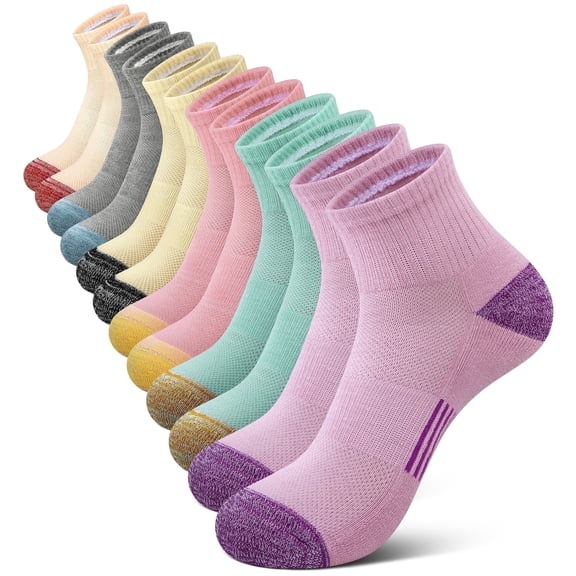Loritta Womens Ankle Socks, Athletic Running Sports Cushioned Breathable Socks 6 Pairs, Size 8-10
