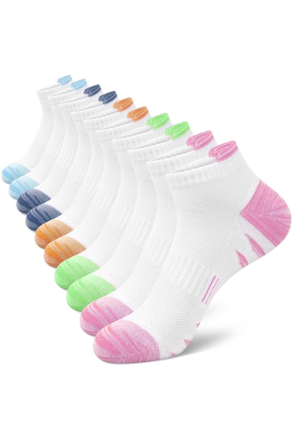 Womens Ankle Socks Athletic Running Low Cut Socks for Women Multicolor, 10 Pack