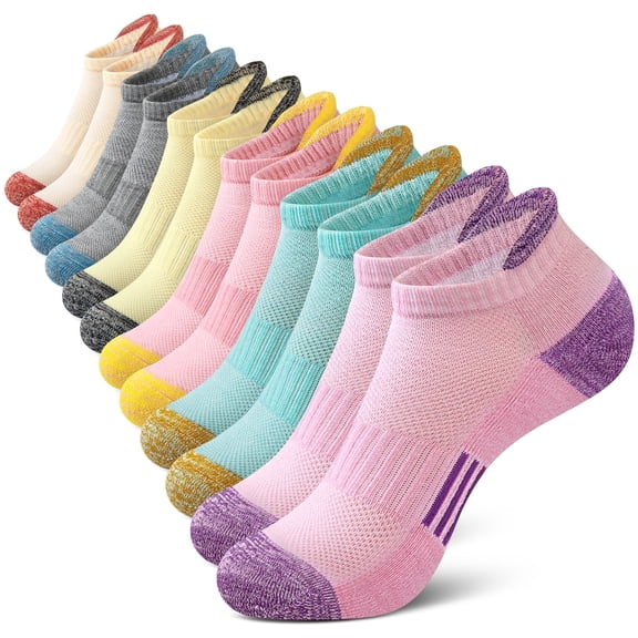 Loritta Womens Ankle Socks, Low Cut Cushioned No Show Athletic Size 6-8 Socks for Women, 6 Pairs