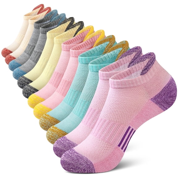 Loritta Womens Ankle Socks, Low Cut Cushioned No Show Athletic Size 6-8 Socks for Women, 6 Pairs