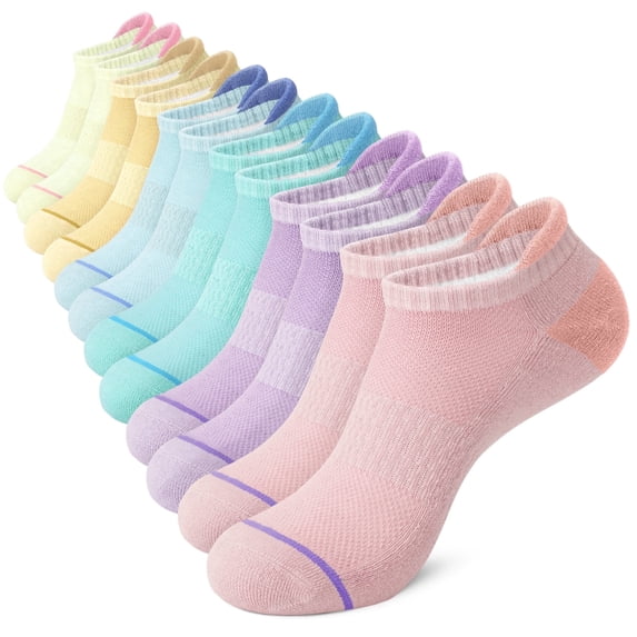Loritta 6 Pairs Womens Socks Ankle Casual Low Cut Cushioned Running No Show Socks for Women, Size 8-10
